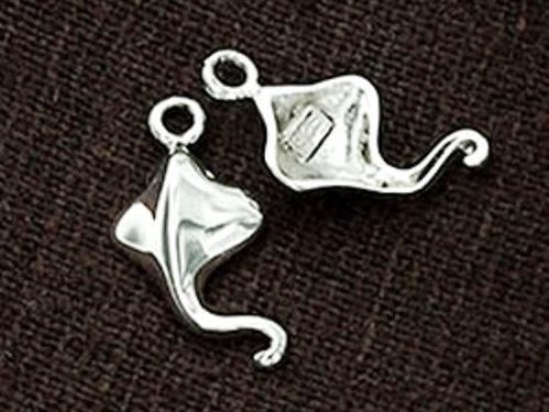 2 of 925 Sterling Silver Mini Stingray Charms 8x14mm.