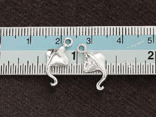 2 of 925 Sterling Silver Mini Stingray Charms 8x14mm.