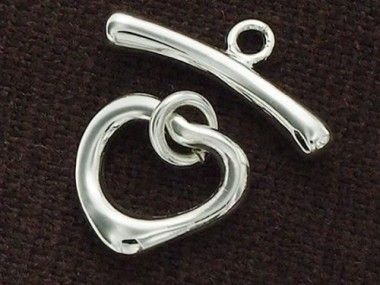 925 Sterling Silver Heart Toggle 11x10 mm.