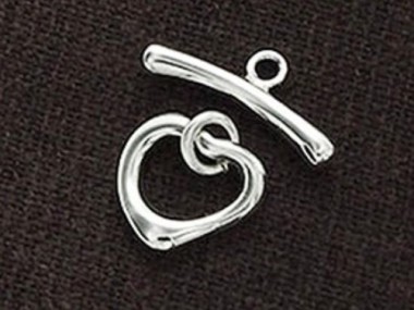 925 Sterling Silver Heart Toggle 11x10 mm.