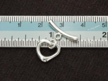 925 Sterling Silver Heart Toggle 11x10 mm.