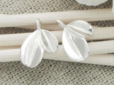 925 Sterling Silver Leaf Charms 8x11mm.