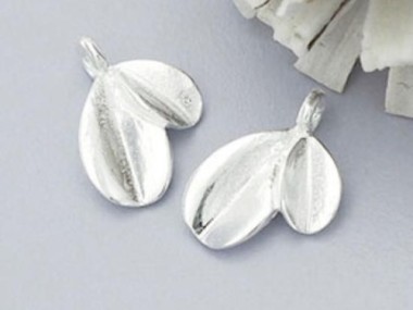 925 Sterling Silver Leaf Charms 8x11mm.