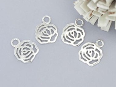 925 Sterling Silver Rose Charms 8x9mm.