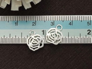 925 Sterling Silver Rose Charms 8x9mm.