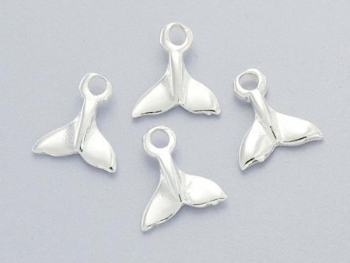 4 of 925 Sterling Silver Tiny FishTail Charms 6x8 mm.