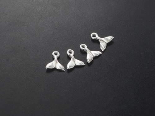 4 of 925 Sterling Silver Tiny FishTail Charms 6x8 mm.