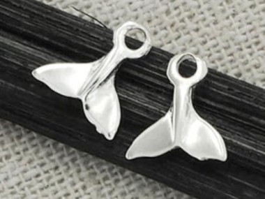 925 Sterling Silver Tiny FishTail Charms 6x8 mm.