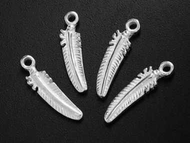 925 Sterling Silver Feather Charms 4x12 mm.