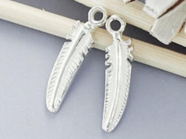 925 Sterling Silver Feather Charms 4x12 mm.