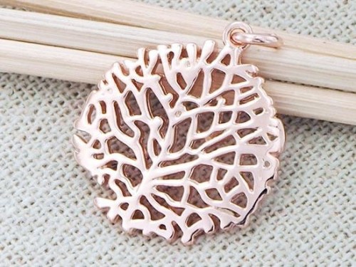 1 of 925 Sterling Silver Rose Gold Vermeil Style Coral Pendant 19.5 mm.