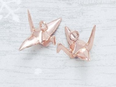 925 Sterling Silver Rose Gold Vermeil Style Origami Bird Charms 6x14mm.P