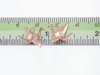 925 Sterling Silver Rose Gold Vermeil Style Origami Bird Charms 6x14mm.P