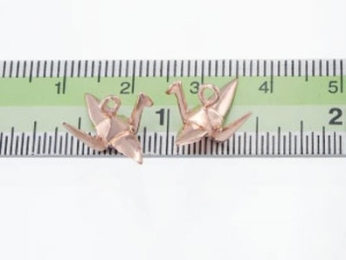 2 of 925 Sterling Silver Rose Gold Vermeil Style Origami Bird Charms 6x14mm.Polished Finish.