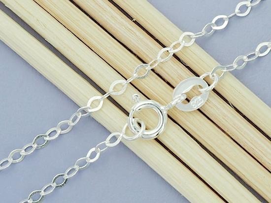 20 inches of 925 Sterling Silver Marquise Chain Necklace 1.5x2.5 mm. Delicate Chain