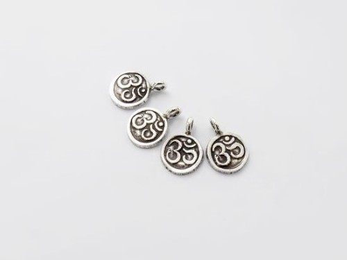 4 of Karen Hill Tribe Silver Ohm Printrd Charms 9.5 mm.