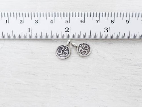 4 of Karen Hill Tribe Silver Ohm Printrd Charms 9.5 mm.