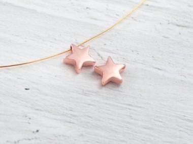 Sterling Silver Rose Gold Vermeil Style Star Beads 7.5mm.