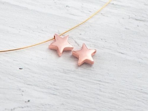 2 of Sterling Silver Rose Gold Vermeil Style Star Beads 7.5mm.