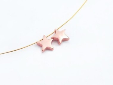 Sterling Silver Rose Gold Vermeil Style Star Beads 7.5mm.