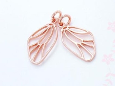 925 Sterling Silver Rose Gold Vermeil Style Dragonfly Wing Charms 10x16 mm.