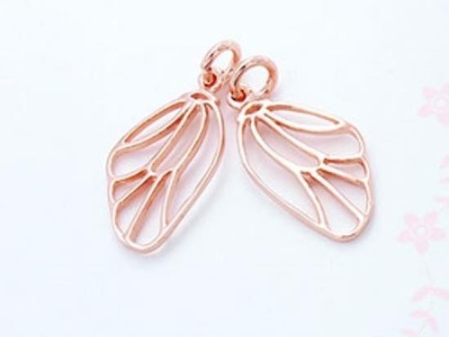 2 of 925 Sterling Silver Rose Gold Vermeil Style Dragonfly Wing Charms 10x16 mm.