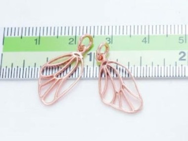 925 Sterling Silver Rose Gold Vermeil Style Dragonfly Wing Charms 10x16 mm.