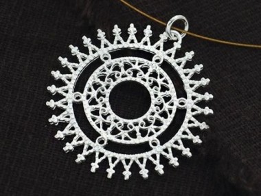 1 of 925 Sterling Silver Filigree Circle Pendant 30 mm. Polish Finished