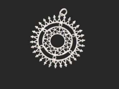 925 Sterling Silver Filigree Circle Pendant 30 mm.