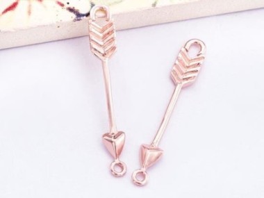 925 Sterling Silver Rose Gold Vermeil Style Arrow Connectors,Links 3x23mm.