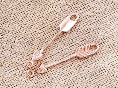 925 Sterling Silver Rose Gold Vermeil Style Arrow Connectors,Links 3x23mm.