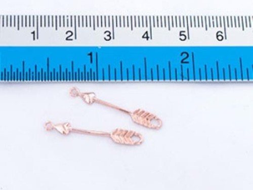 2 of 925 Sterling Silver Rose Gold Vermeil Style Arrow Connectors,Links 3x23mm. Polish Finished