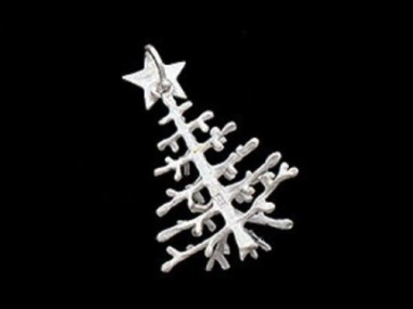 925 Sterling Silver Christmas Tree Pendnat 19x28 mm.