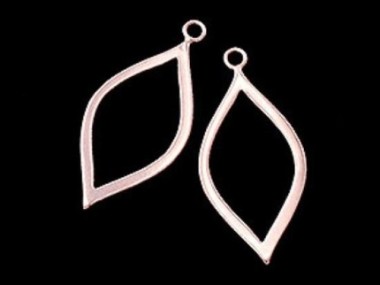 925 Sterling Silver Rose Gold Vermeil Style Marquise Drop Pendants 15x27 mm.