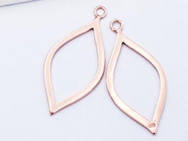 925 Sterling Silver Rose Gold Vermeil Style Marquise Drop Pendants 15x27 mm.