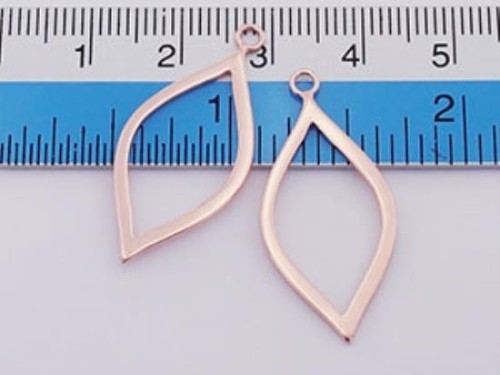 2 of 925 Sterling Silver Rose Gold Vermeil Style Marquise Drop Pendants 15x27 mm. Polish Finished