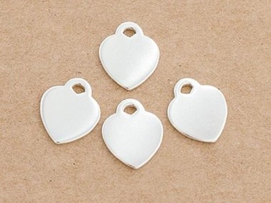 925 Sterling Silver Heart Charms 10x12mm.