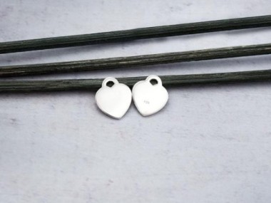 925 Sterling Silver Heart Charms 10x12mm.