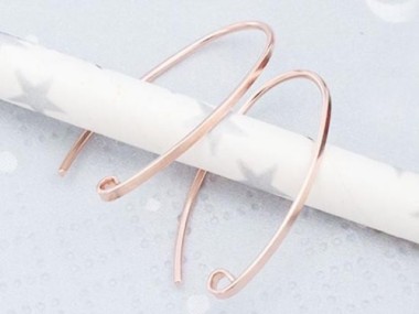 925 Sterling Silver Rose Gold Vermeil Style Earwires 14x25 mm.