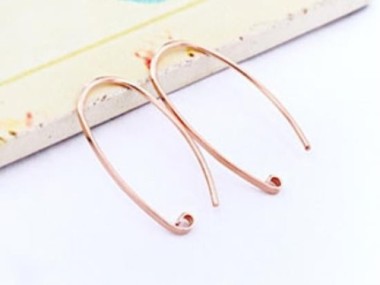 925 Sterling Silver Rose Gold Vermeil Style Earwires 14x25 mm.