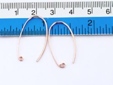 925 Sterling Silver Rose Gold Vermeil Style Earwires 14x25 mm.