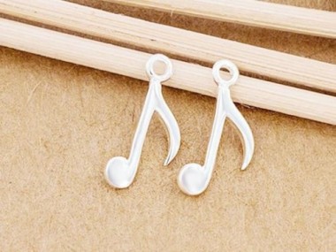 925 Sterling Silver Music Note Charms 7x15 mm.