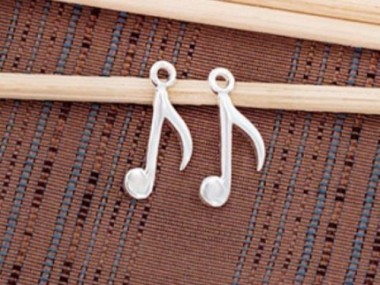 925 Sterling Silver Music Note Charms 7x15 mm.