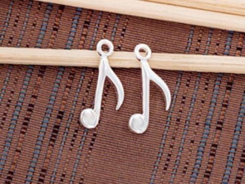 2 of 925 Sterling Silver Music Note Charms 7x15 mm.