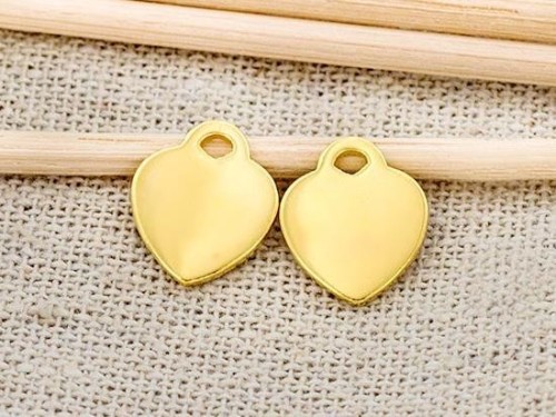 2 of 925 Sterling Silver Gold Vermeil Style Heart Charms 10x12 mm.