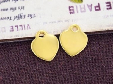 925 Sterling Silver Gold Vermeil Style Heart Charms 10x12 mm.