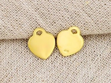 925 Sterling Silver Gold Vermeil Style Heart Charms 10x12 mm.