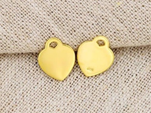 2 of 925 Sterling Silver Gold Vermeil Style Heart Charms 10x12 mm.