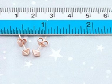 925 Sterling Silver Rose Gold Vermeil Style Tiny Pyramid Earrings 5mm.