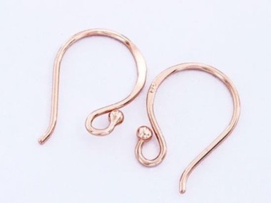 925 Sterling Silver Rose Gold Vermeil Style Earwires 17mm.#